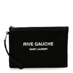 Linen Canvas Rive Gauche Zipped Pouch Black