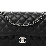 Caviar Quilted Medium Double Flap Black