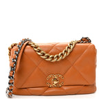 Lambskin Quilted Medium Chanel 19 Flap Light Brown