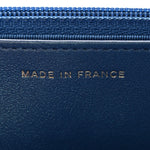 Iridescent Caviar Quilted Wallet on Chain WOC Dark Blue