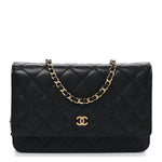 Caviar Quilted Wallet on Chain WOC Black