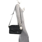 Nylon Monogram Medium GG Charm Dome Satchel Black