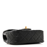 Shiny Goatskin Quilted Mini Chain Strap Flap Black