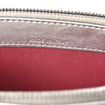 Metallic Lambskin Calfskin Quilted Small Gabrielle Clutch With Chain Silver