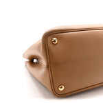 Saffiano Cuir Medium Double Handle Bag Caramel Fuoco