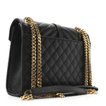 Grain De Poudre Textured Mixed Matelasse Triquilt Medium Monogram Satchel Black