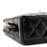Shiny Aged Calfskin Quilted Nano Kelly Shopper Black