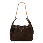 Suede Quilted Small Chanel 25 Handbag Dark Brown