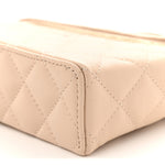 Caviar Quilted Top Handle Slim Vanity With Chain Beige