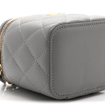 Lambskin Quilted Pearl Crush Mini Vanity Case With Chain Light Purple