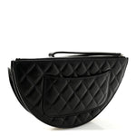 Metallic Lambskin Wave Clutch Black Silver