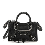 Chevre Silver Metallic Edge Hardware Nano City Black