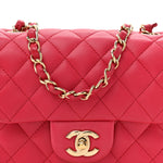 Lambskin Quilted Mini Square Flap Dark Pink
