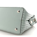 Shiny Nappa Trapuntata Small DotCom Click Top Handle Chain Satchel Light Blue