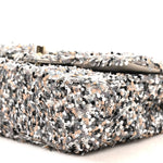 Sequin Quilted Small Single Flap Grey Black White Pearly White