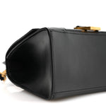 Shiny Box Calfskin Small Hourglass Top Handle Bag Black