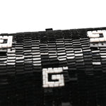 Sequin Lizard Embossed GG Mini Bamboo 1947 Top Handle Chain Bag Black White