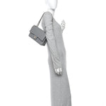 Caviar Quilted Medium Double Flap Grey