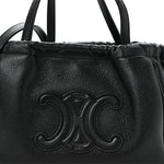 Calfskin Cuir Small Triomphe Cabas Drawstring Black