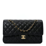 Caviar Quilted Medium Double Flap Black