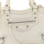 Semi Shiny Calfskin Crocodile Embossed Neo Classic Silver Hardware Nano City Crossbody White