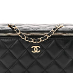 Lambskin Quilted Small Vanity Case With Chain Black