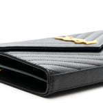 Grain De Poudre Matelasse Chevron Monogram Chain Wallet Black