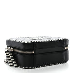 Caviar Quilted Striped Small CC Filigree Vanity Case Black White