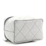 Metallic Caviar Quilted Mini Top Handle Vanity With Chain Silver