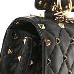 Nappa Small Rockstud Spike Shoulder Bag Black