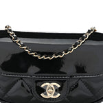 Patent Calfskin Quilted Mini Flap Black