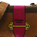 Velluto Ricamo Cahier Shoulder Bag Cammello
