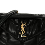 Lambskin Quilted Small Loulou Puffer Monogram Chain Satchel Black