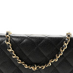 Caviar Quilted Wallet on Chain WOC Black