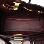 Calfskin Crocodile Embossed Mini Bel Air Carry All Bag Dark Burgundy