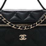 Caviar Quilted Top Handle Slim Vanity With Chain Black