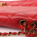 Lambskin Quilted Large Golden Class Flap Red