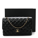 Caviar Quilted Jumbo Double Flap Black