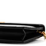 Grain De Poudre Matelasse Chevron Monogram Envelope Chain Wallet Black