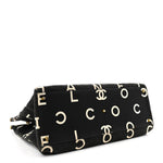 Canvas Printed Quilted Logo Tote Black White