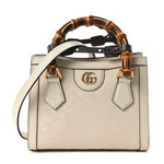 Monogram Jumbo GG Textured Dollar Calfskin Web Mini Diana Tote Bag Off White