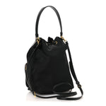 Nylon Vela Saffiano Mini Bucket Crossbody Bag Black