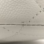 Caviar Quilted Classic Clutch With Chain Light Grey