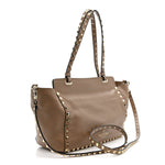 Vitello Small Rockstud Tote Beige