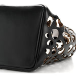 Calfskin Laser Cut Bucket Bag Black White