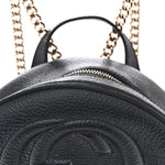 Pebbled Calfskin Soho Chain Backpack Black