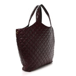 Lambskin Quilted Maxi Icare Shopping Tote  Rouge Cabernet