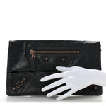 Agneau Giant 12 Rose Gold Hardware Envelope Clutch Anthracite