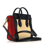Drummed Calfskin Nubuck Nano Tri-Color Luggage Ruby