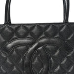 Caviar Quilted Medallion Tote Black